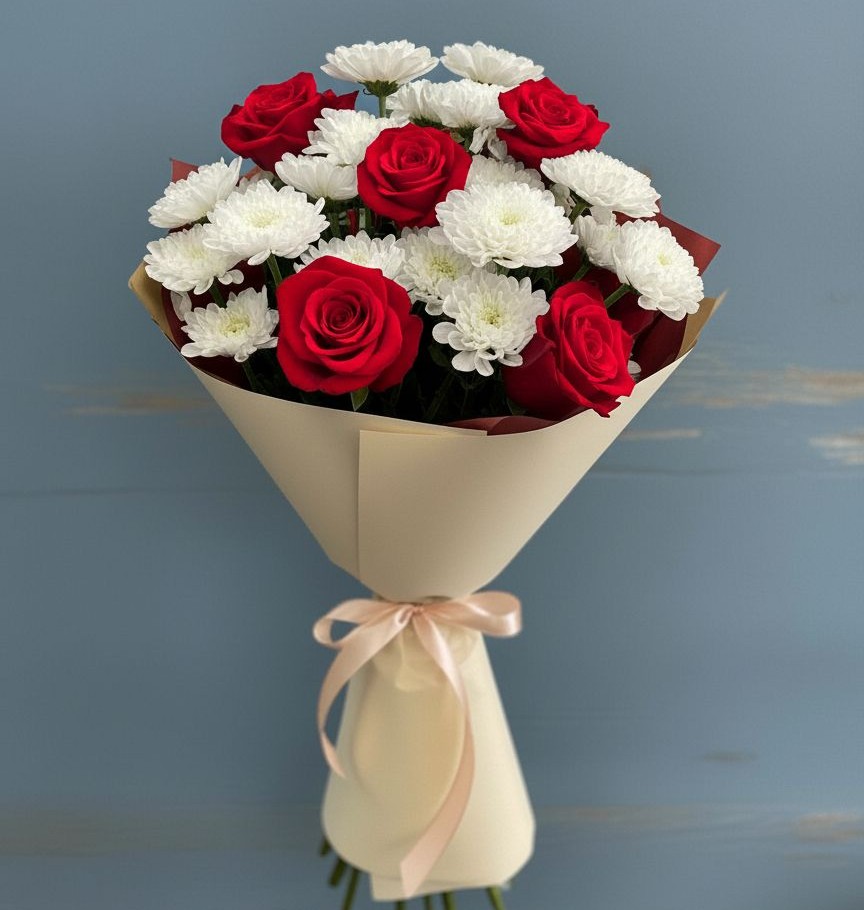 Букет цветов из: Розы и Хризантемы в Якшур-Бодья