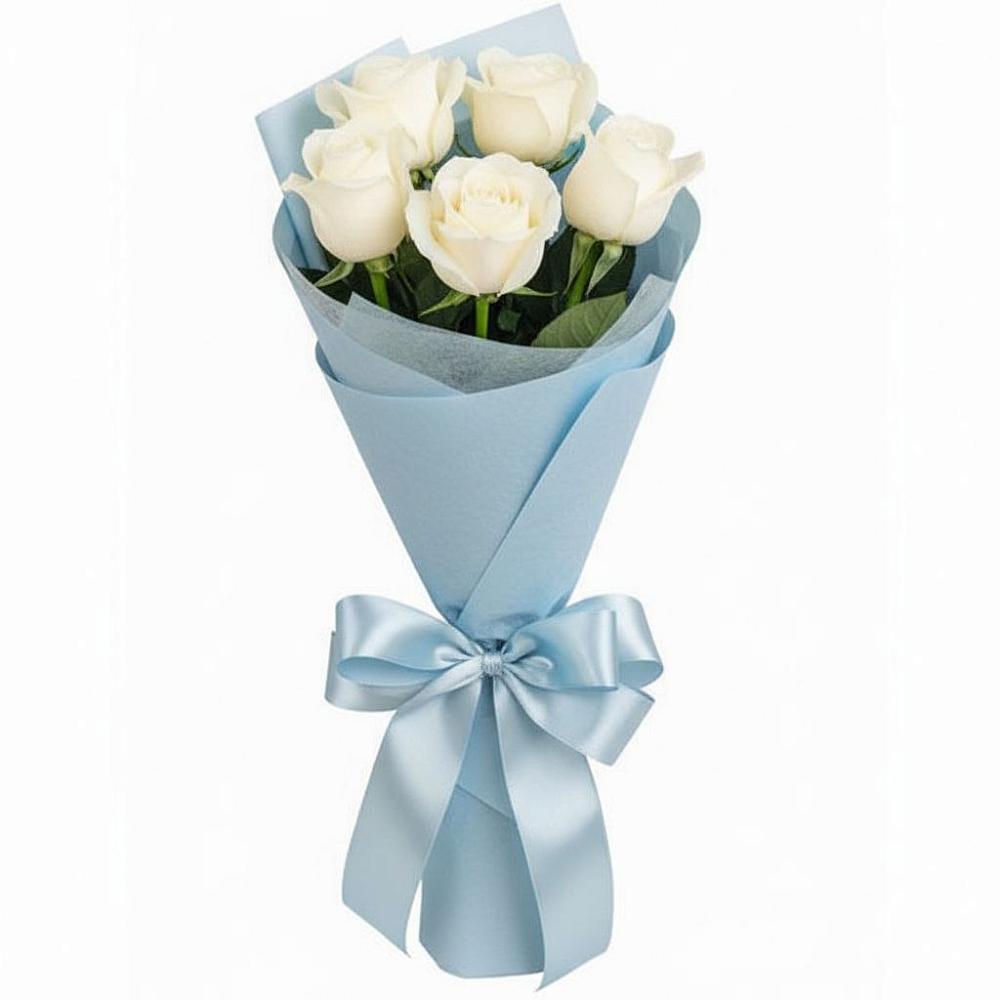 Букет 5 Белых роз Проуд в Якшур-Бодья