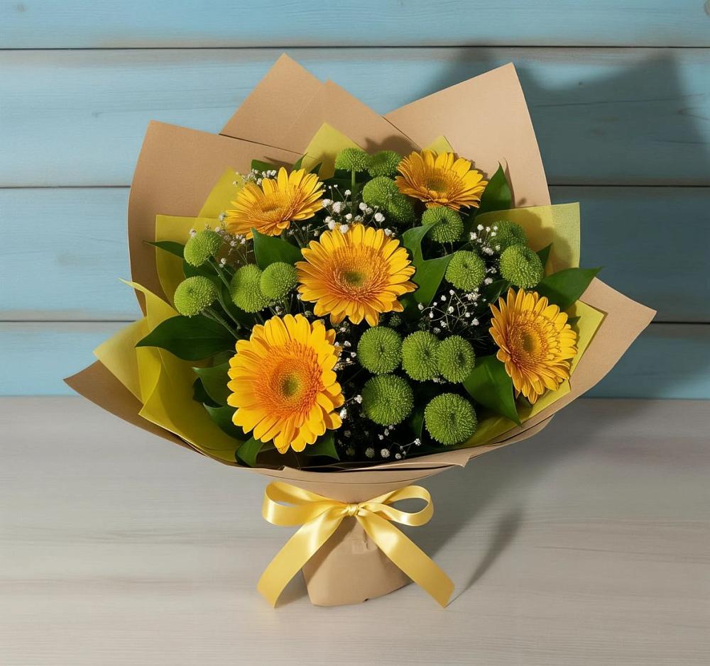 Букет цветов из: Герберы и Хризантемы в Якшур-Бодья