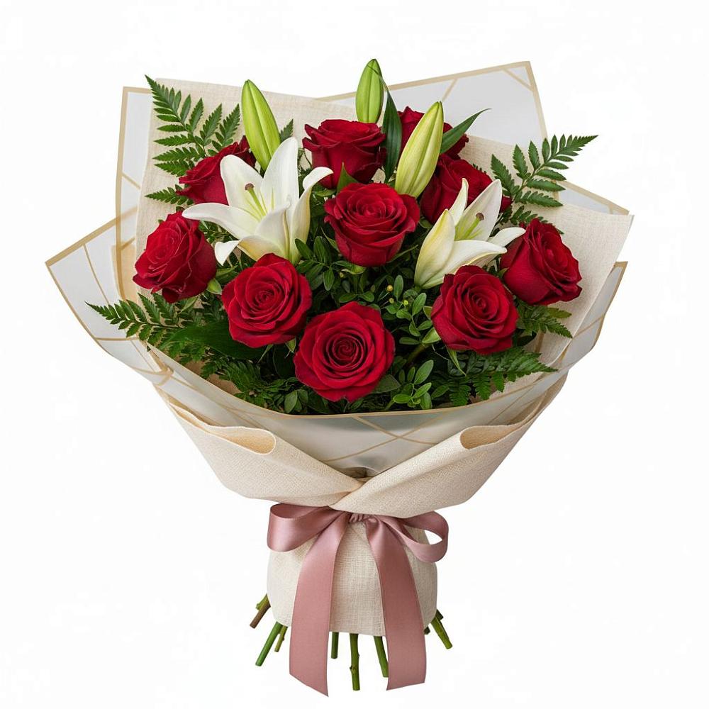 Букет цветов из: Лилии и Розы в Якшур-Бодья