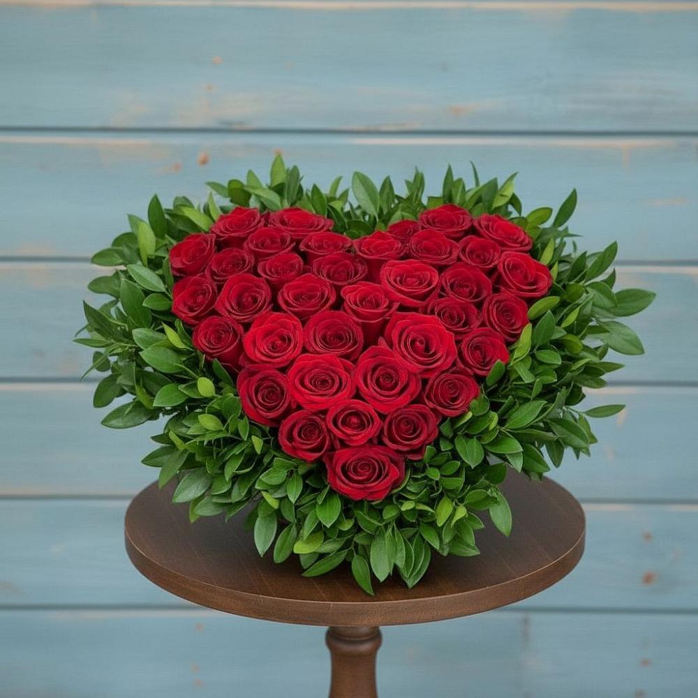 Цветочная композиция из Розы в виде сердца в Якшур-Бодья