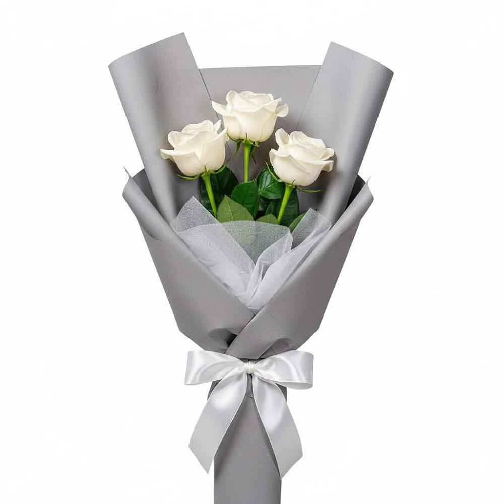 Букет 3 белые розы в Якшур-Бодья