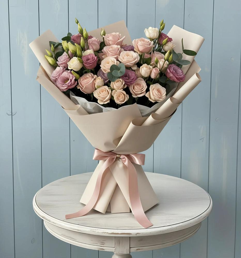 Букет цветов из: Розы и Лизиантусы в Якшур-Бодья